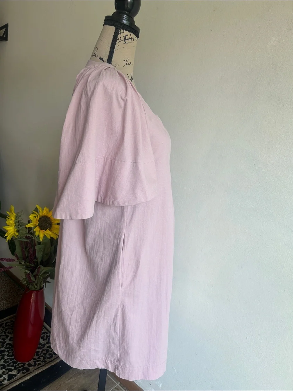 Tuckernuck Pomander Place Finley Flutter Sleeve Mauve Pink Mini Dress Size XS